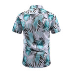 Palm Print Short Sleeve Button-Up Shirt // White (XL)