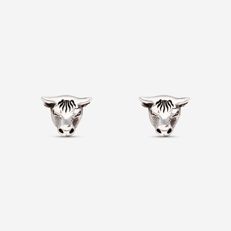 Anger Forest Sterling Silver Bull Earrings // Store Display