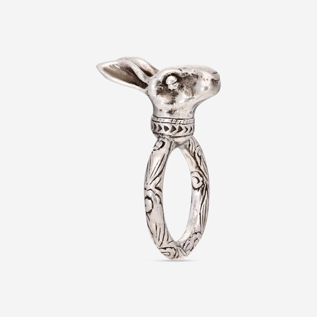 Anger Forest Sterling Silver Rabbit Ring // Ring Size: 5.5 // Store Display