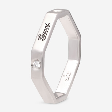 18K White Gold Diamond Band Ring // Ring Size: 5.5 // Store Display