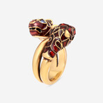 Metal + Enamel Blue Swarovski Crystal Ring // Ring Size: 5.25 // Store Display