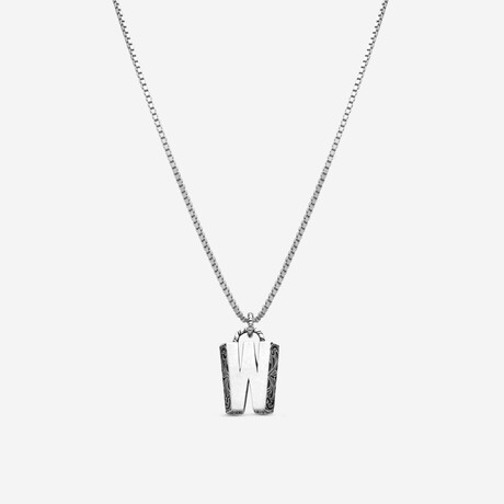Sterling Silver Pendant Letter "W" Necklace // 18.5" // Store Display