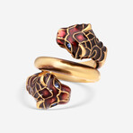 Metal + Enamel Blue Swarovski Crystal Ring // Ring Size: 5.25 // Store Display