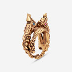 Yellow Gold Plated Metal Crystal Ring // Ring Size: 8.75 // Store Display