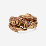 Yellow Gold Plated Metal Crystal Ring // Ring Size: 8.75 // Store Display