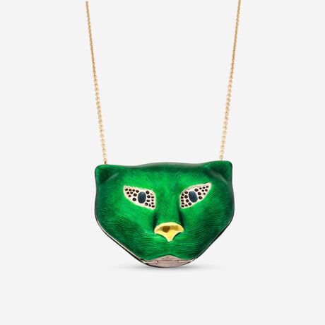 Garden 18K Yellow Gold + Sterling Silver + Enamel Pendant Necklace // 31.5" // Store Display
