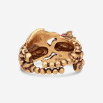 Yellow Gold Plated Metal Crystal Ring // Ring Size: 8.75 // Store Display