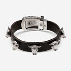 Gucci // Black Leather + Sterling Silver Bracelet // 7.25" // Store Display
