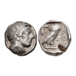 Athens Greece Silver Coin // Athena & Owl // 454-404 BC
