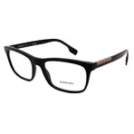 Burberry // Men's // BE2334 3001 -57 size Square Optical Glasses // Black + Clear Demo Lenses