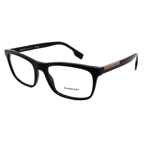 Burberry // Men's // BE2334 3001 -55 size Square Optical Glasses // Black + Clear Demo Lenses