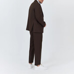 2-Piece Sharkskin Slim Fit Notch Collar Two Button Suit // Brown (Euro: 58)