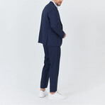 2-Piece Sharkskin Slim Fit Notch Collar Two Button Suit // Navy Blue (Euro: 54)