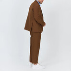 2-Piece Sharkskin Slim Fit Notch Collar Two Button Suit // Chestnut (Euro: 46)