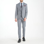 3-Piece Sharkskin Slim Fit Mono Collar Two Button Suit // Light Gray (Euro: 54)