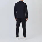 3-Piece Plain Slim Fit Mono Collar Two Button Suit // Navy Blue (Euro: 46)