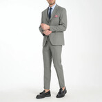 3-Piece Sharkskin Slim Fit Mono Collar Two Button Suit // Green Gray (Euro: 54)
