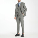 3-Piece Sharkskin Slim Fit Mono Collar Two Button Suit // Green Gray (Euro: 54)