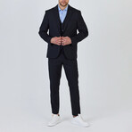 3-Piece Plain Slim Fit Mono Collar Two Button Suit // Navy Blue (Euro: 46)