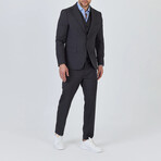 3-Piece Plain Slim Fit Mono Collar Two Button Suit // Dark Gray (Euro: 46)
