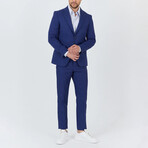 2-Piece Sharkskin Slim Fit Notch Collar Two Button Suit // Royal Blue (Euro: 58)