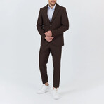 2-Piece Sharkskin Slim Fit Notch Collar Two Button Suit // Brown (Euro: 58)