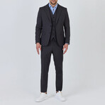 3-Piece Plain Slim Fit Mono Collar Two Button Suit // Dark Gray (Euro: 46)