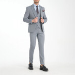 3-Piece Sharkskin Slim Fit Mono Collar Two Button Suit // Light Gray (Euro: 54)