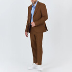 2-Piece Sharkskin Slim Fit Notch Collar Two Button Suit // Chestnut (Euro: 46)