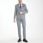 3-Piece Sharkskin Slim Fit Mono Collar Two Button Suit // Light Gray (Euro: 54)