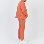 2-Piece Sharkskin Slim Fit Notch Collar Two Button Suit // Orange (Euro: 50)