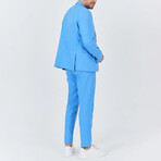 2-Piece Sharkskin Slim Fit Notch Collar Two Button Suit // Light Blue (Euro: 54)