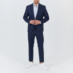 2-Piece Sharkskin Slim Fit Notch Collar Two Button Suit // Navy Blue (Euro: 54)