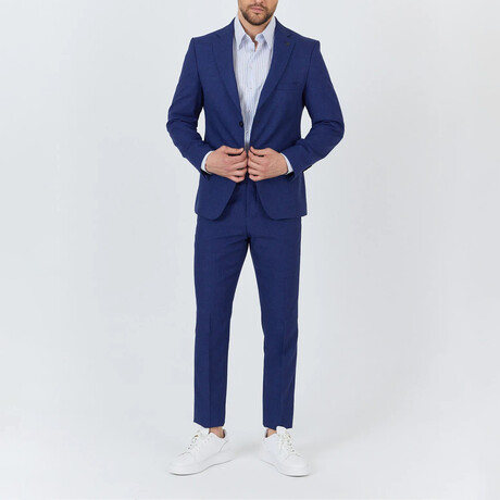 2-Piece Sharkskin Slim Fit Notch Collar Two Button Suit // Royal Blue (Euro: 46)