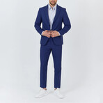 2-Piece Sharkskin Slim Fit Notch Collar Two Button Suit // Royal Blue (Euro: 58)