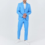 2-Piece Sharkskin Slim Fit Notch Collar Two Button Suit // Light Blue (Euro: 54)