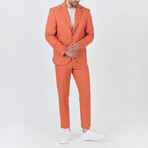 2-Piece Sharkskin Slim Fit Notch Collar Two Button Suit // Orange (Euro: 50)