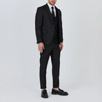 3-Piece Striped Slim Fit Notch Collar Two Button Suit // Black (Euro: 56)