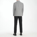 3-Piece Nailshead Slim Fit Mono Collar Two Button Suit // Black + White (Euro: 58)