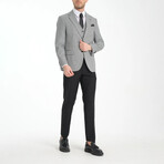 3-Piece Nailshead Slim Fit Mono Collar Two Button Suit // Black + White (Euro: 58)