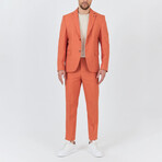 2-Piece Sharkskin Slim Fit Notch Collar Two Button Suit // Orange (Euro: 50)