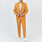 2-Piece Sharkskin Slim Fit Notch Collar Two Button Suit // Yellow (Euro: 48)