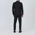 3-Piece Striped Slim Fit Notch Collar Two Button Suit // Black (Euro: 56)