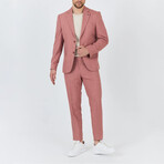 2-Piece Sharkskin Slim Fit Notch Collar Two Button Suit // Pink (Euro: 48)