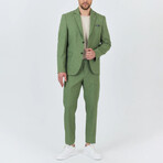 2-Piece Sharkskin Slim Fit Notch Collar Two Button Suit // Green (Euro: 46)