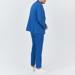 2-Piece Sharkskin Slim Fit Notch Collar Two Button Suit // Blue (Euro: 50)