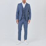3-Piece Striped Slim Fit Notch Collar Two Button Suit // Light Blue (Euro: 54)