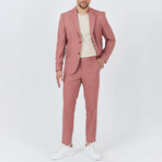 2-Piece Sharkskin Slim Fit Notch Collar Two Button Suit // Pink (Euro: 48)