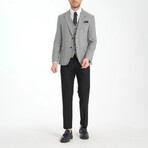 3-Piece Nailshead Slim Fit Mono Collar Two Button Suit // Black + White (Euro: 58)