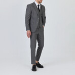 3-Piece Striped Slim Fit Notch Collar Two Button Suit // Gray (Euro: 46)